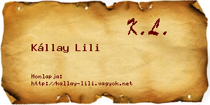Kállay Lili névjegykártya